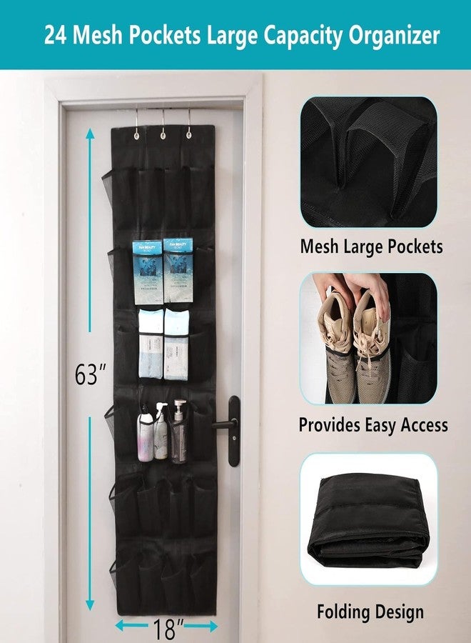 ORBITORA 24 Grid Shoe Storage Bag 24 Mesh Pockets Hanging Shoe Rack Holder with 3 Metal Hooks，Used For Closet Bathroom Bedroom Dorm Room Hanging Mesh Organizer Pack Of 1 (multi) - Image 4